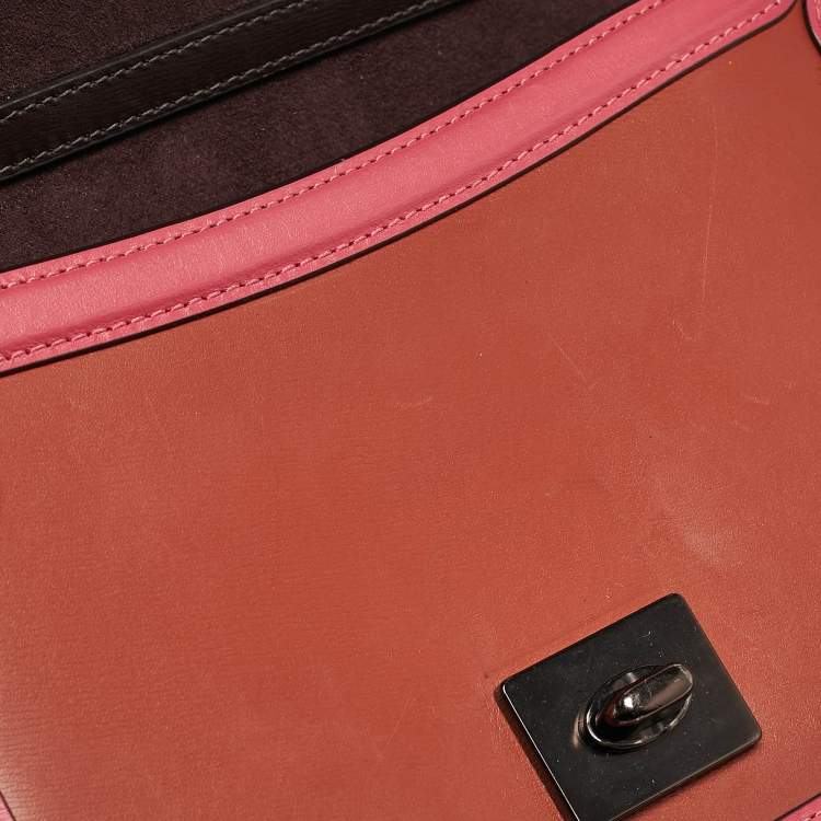 Pre Owned Coach Multicolor Leather and Snakeskin Hutton Shoulder Bag
