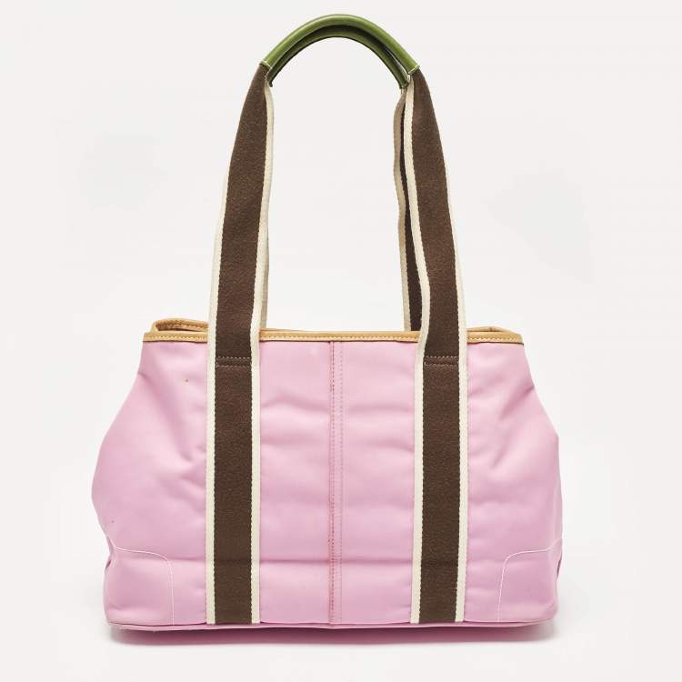 Pre Owned Coach Pink/Multicolor Nylon Y2K Hampton Tote