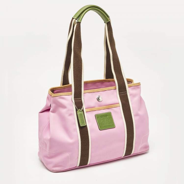 Pre Owned Coach Pink/Multicolor Nylon Y2K Hampton Tote
