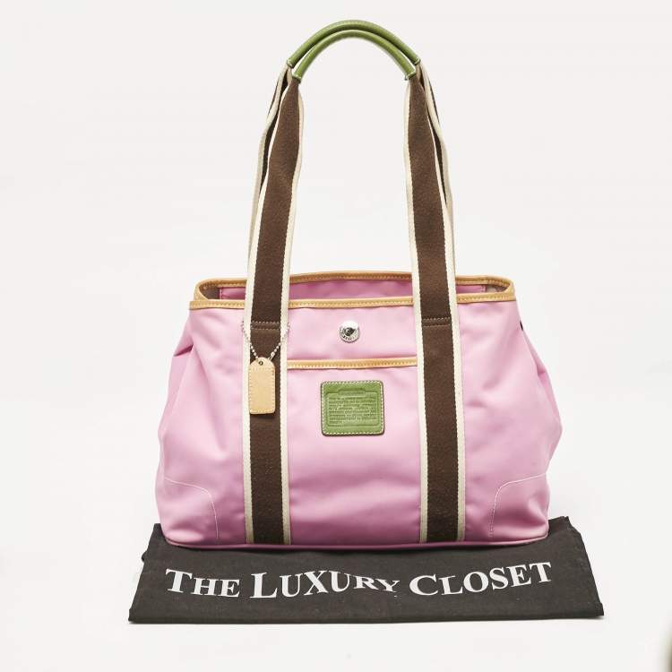 Pre Owned Coach Pink/Multicolor Nylon Y2K Hampton Tote