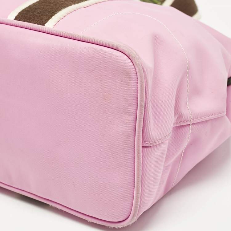 Pre Owned Coach Pink/Multicolor Nylon Y2K Hampton Tote