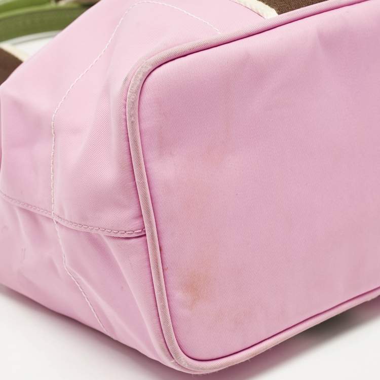 Pre Owned Coach Pink/Multicolor Nylon Y2K Hampton Tote