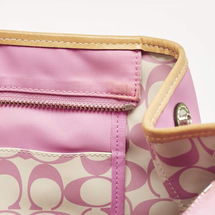 Pre Owned Coach Pink/Multicolor Nylon Y2K Hampton Tote