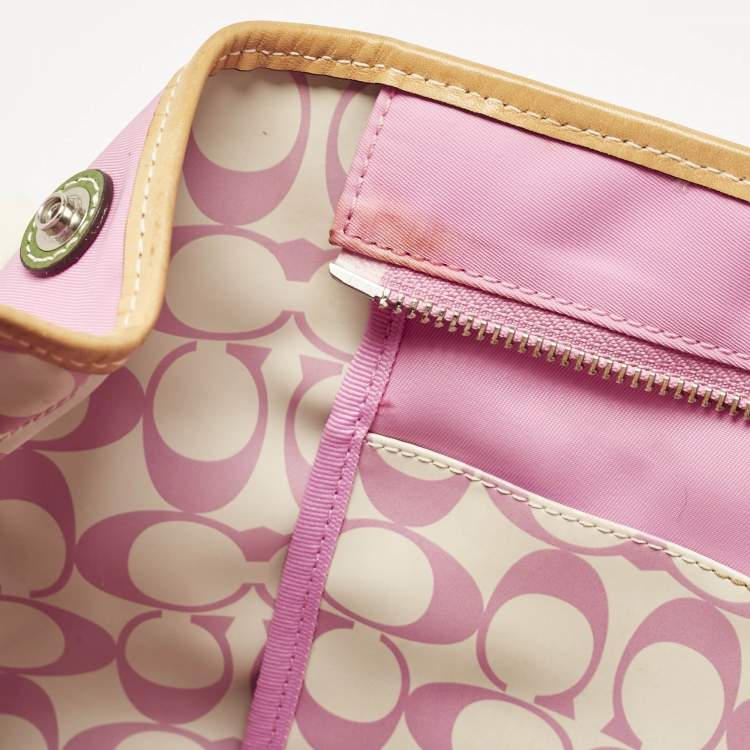 Pre Owned Coach Pink/Multicolor Nylon Y2K Hampton Tote