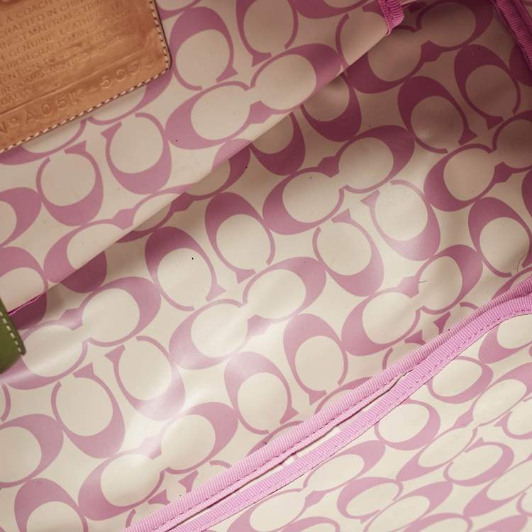 Pre Owned Coach Pink/Multicolor Nylon Y2K Hampton Tote