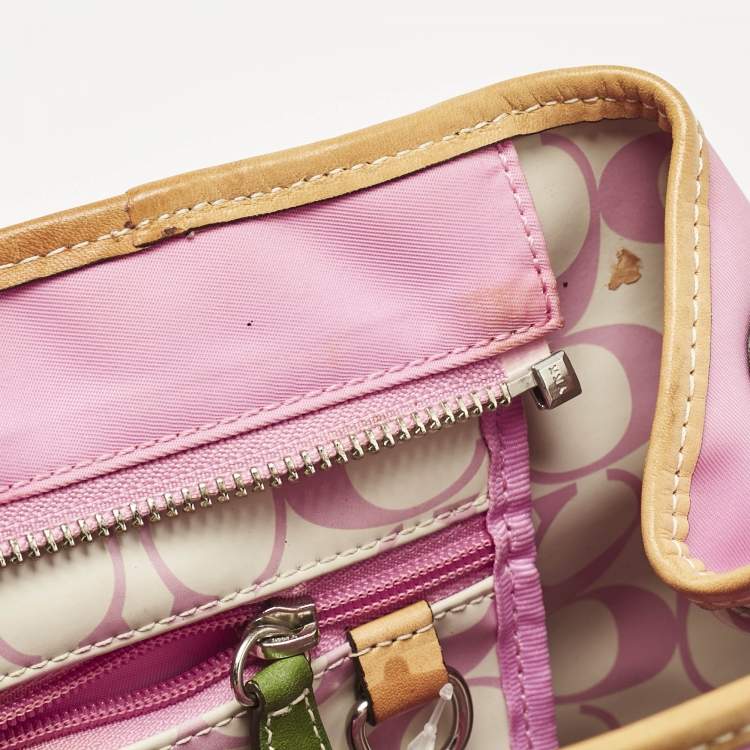 Pre Owned Coach Pink/Multicolor Nylon Y2K Hampton Tote
