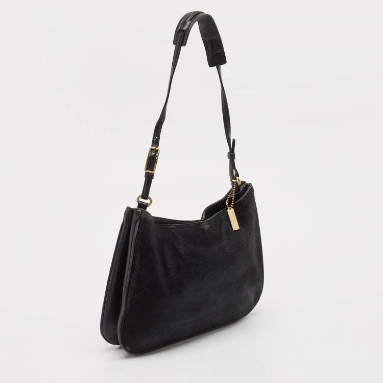 Pre Owned Coach Black Calfhair and Leather Hobo