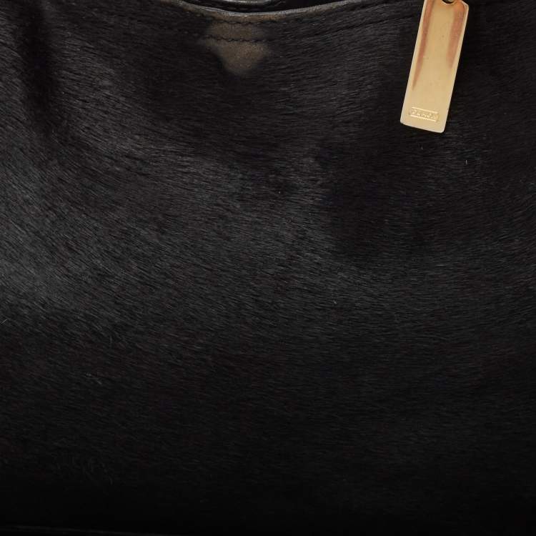Pre Owned Coach Black Calfhair and Leather Hobo