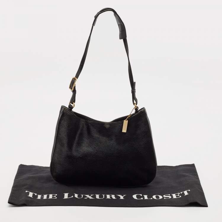 Pre Owned Coach Black Calfhair and Leather Hobo