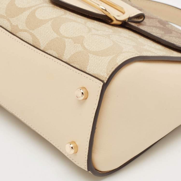 Pre Owned Coach Tricolor Signature Coated Canvas Morgan Top Handle Bag