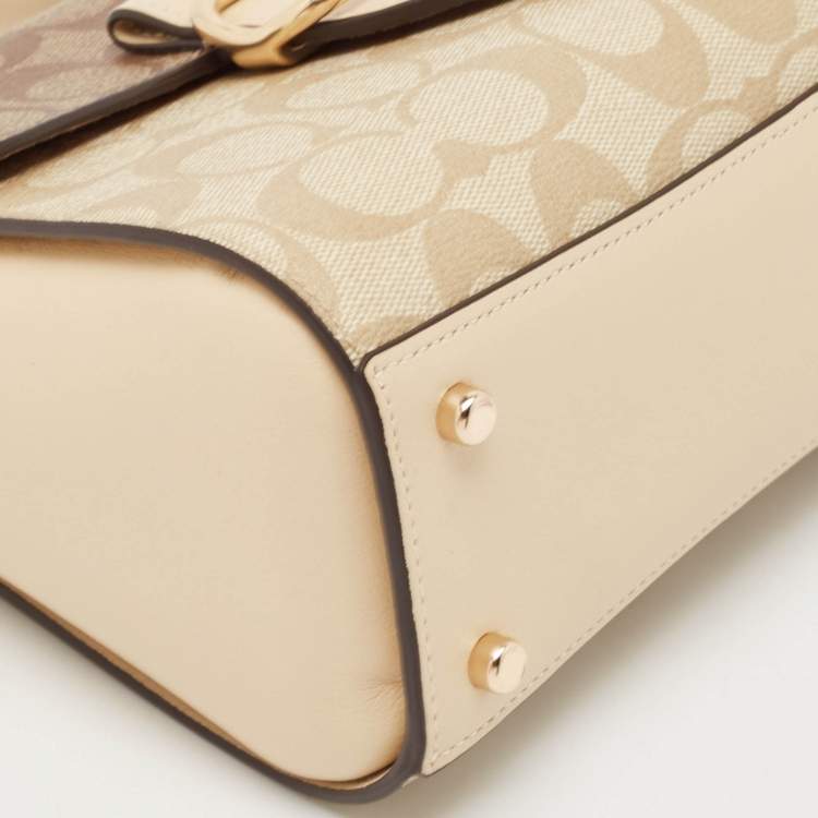 Pre Owned Coach Tricolor Signature Coated Canvas Morgan Top Handle Bag