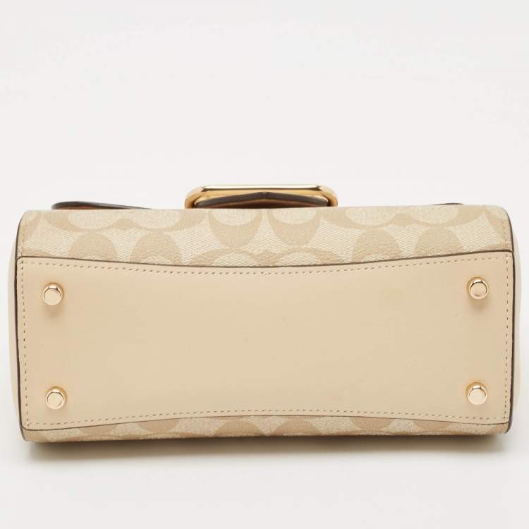 Pre Owned Coach Tricolor Signature Coated Canvas Morgan Top Handle Bag