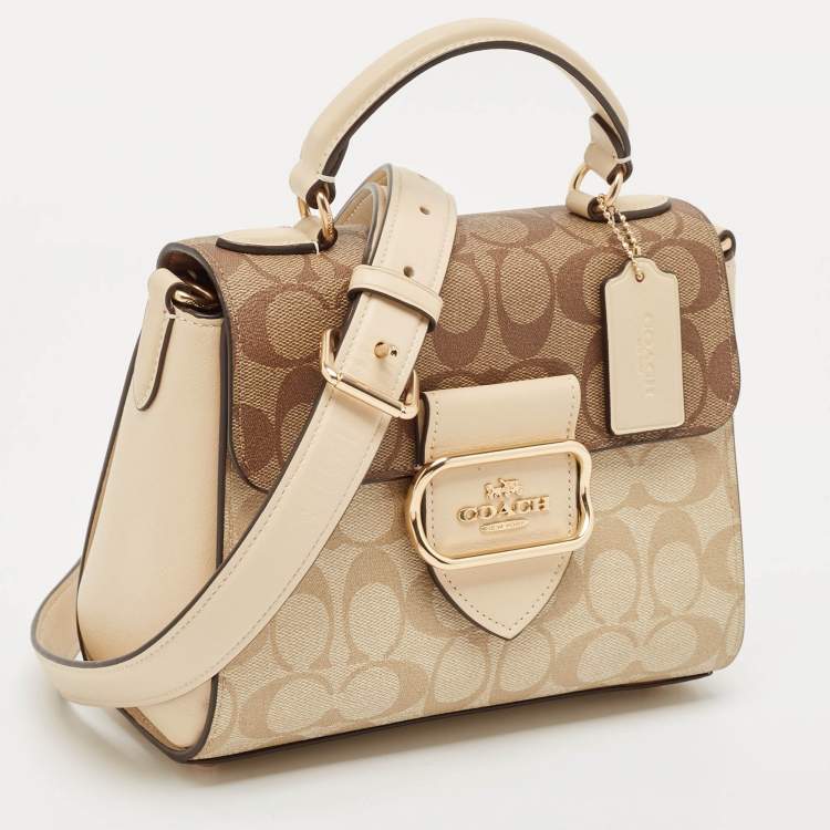 Pre Owned Coach Tricolor Signature Coated Canvas Morgan Top Handle Bag