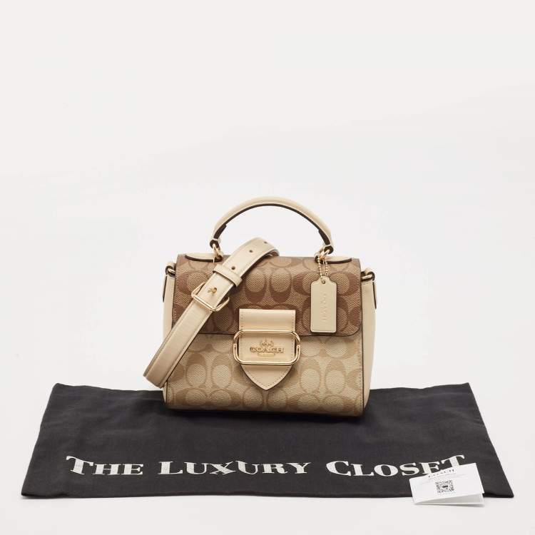 Pre Owned Coach Tricolor Signature Coated Canvas Morgan Top Handle Bag