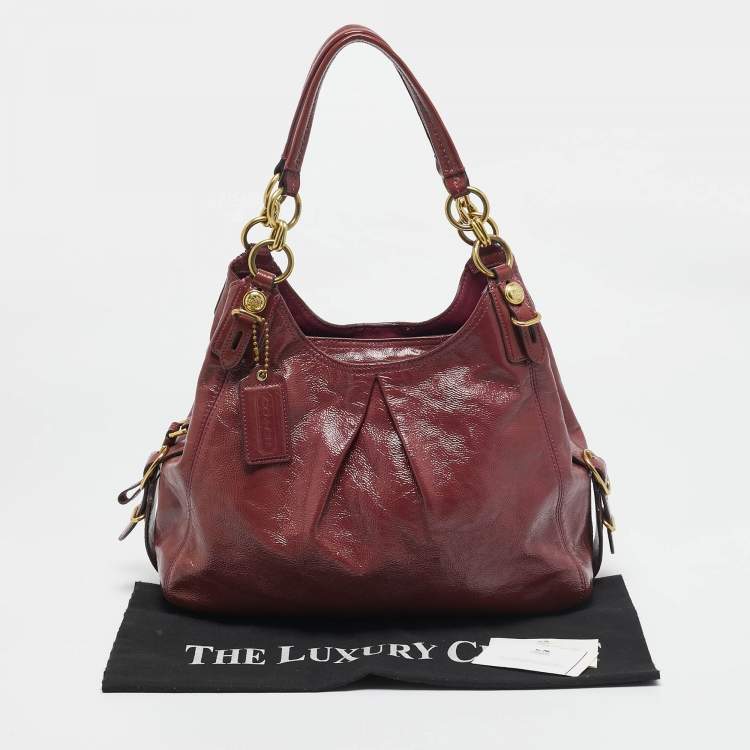 Pre Owned Coach Fuchsia Patent Leather Maggie Mia Shoulder Bag
