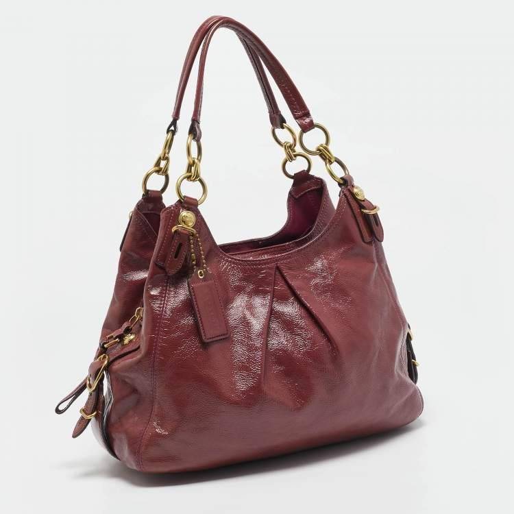 Pre Owned Coach Fuchsia Patent Leather Maggie Mia Shoulder Bag