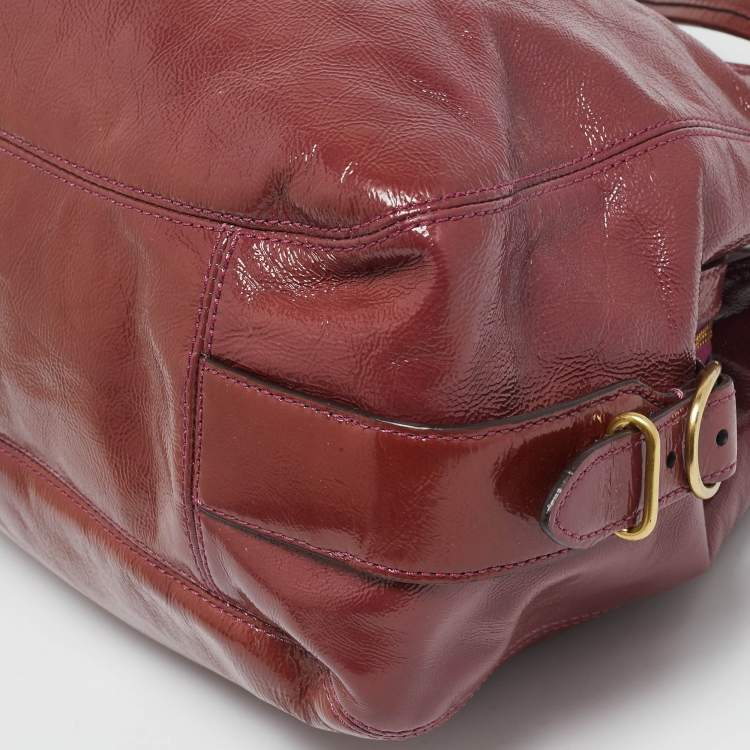 Pre Owned Coach Fuchsia Patent Leather Maggie Mia Shoulder Bag