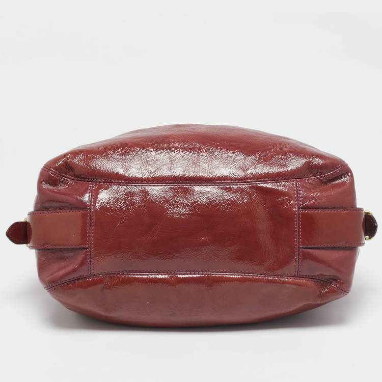 Pre Owned Coach Fuchsia Patent Leather Maggie Mia Shoulder Bag