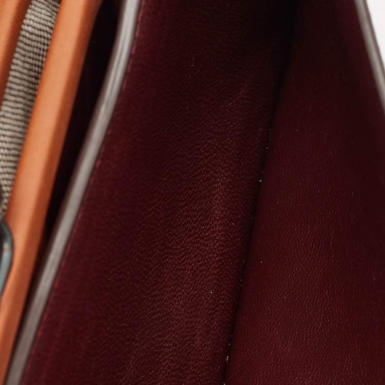 Pre Owned Coach Grey/Brown Leather Dinky Crossbody Bag