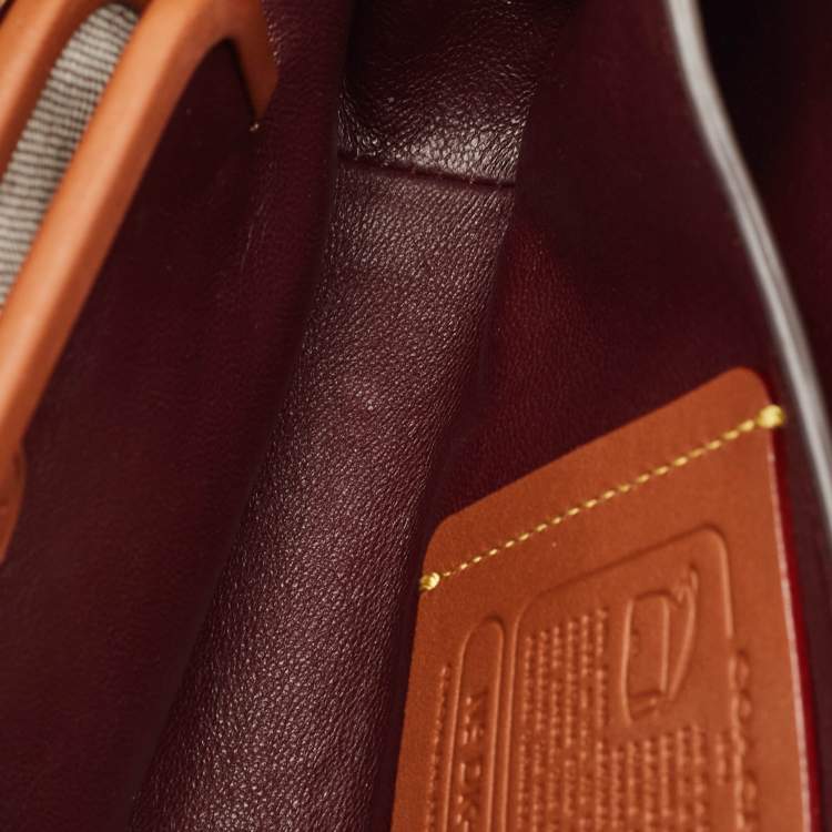 Pre Owned Coach Grey/Brown Leather Dinky Crossbody Bag