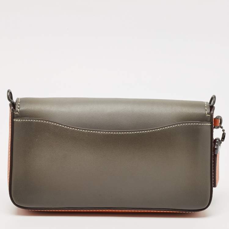 Pre Owned Coach Grey/Brown Leather Dinky Crossbody Bag