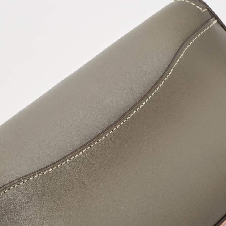 Pre Owned Coach Grey/Brown Leather Dinky Crossbody Bag