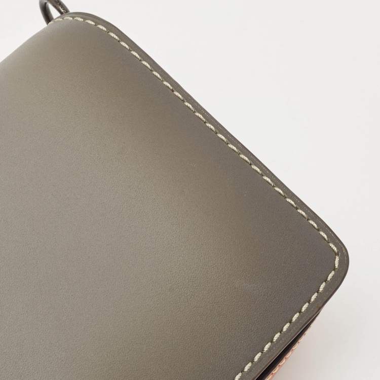 Pre Owned Coach Grey/Brown Leather Dinky Crossbody Bag