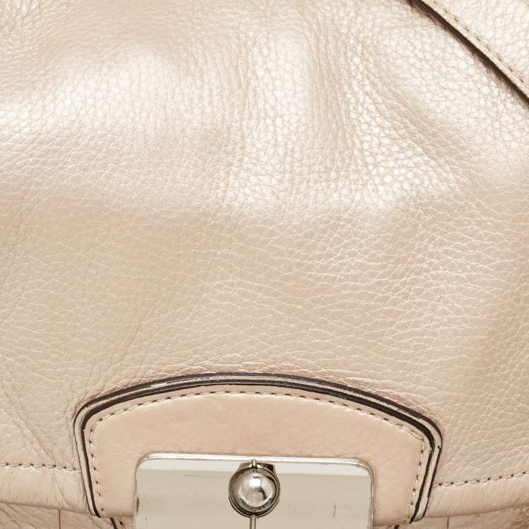 Pre Owned Coach Metallic Beige Leather Kristin Hobo