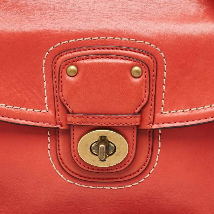 Pre Owned Coach Orange Leather Willis Legacy Saddle Crossbody Bag