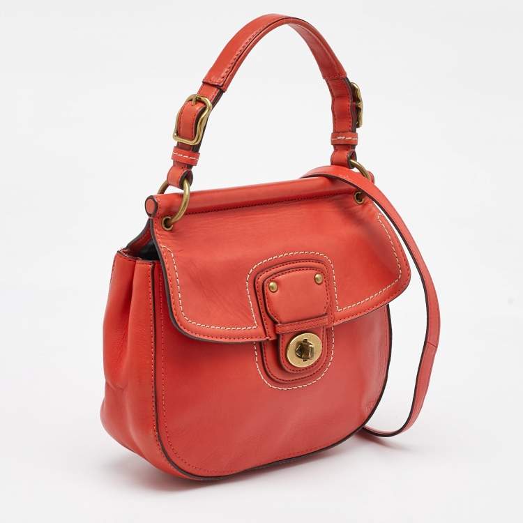 Pre Owned Coach Orange Leather Willis Legacy Saddle Crossbody Bag