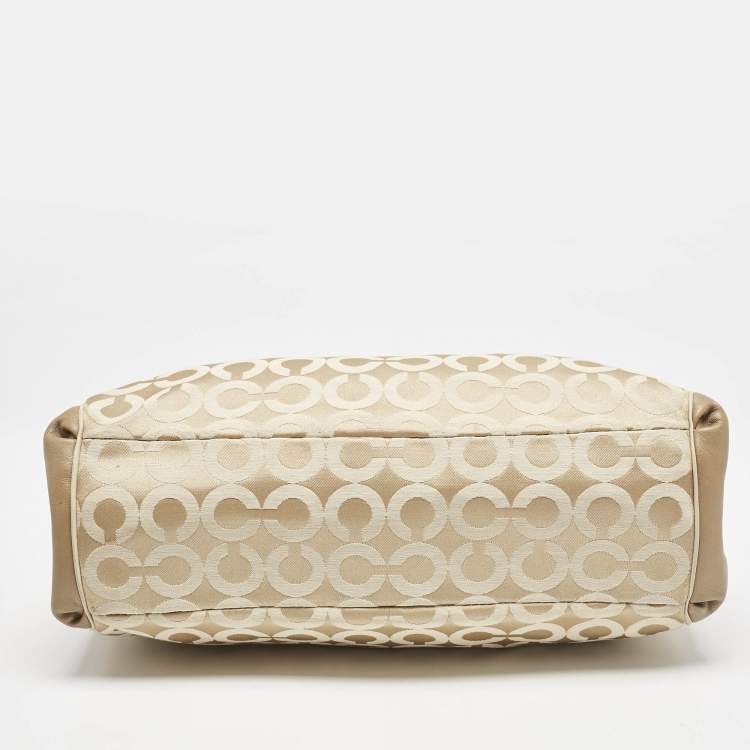 Pre Owned Coach Beige Signature Canvas and Leather Edie 31 Satchel