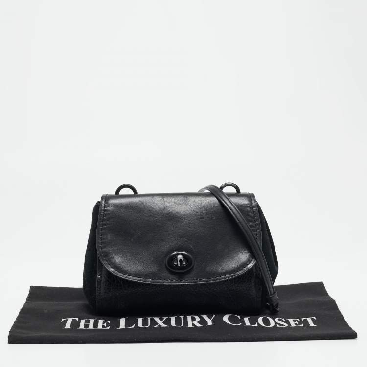 Pre Owned Coach Black Leather and Suede Faye Crossbody Bag