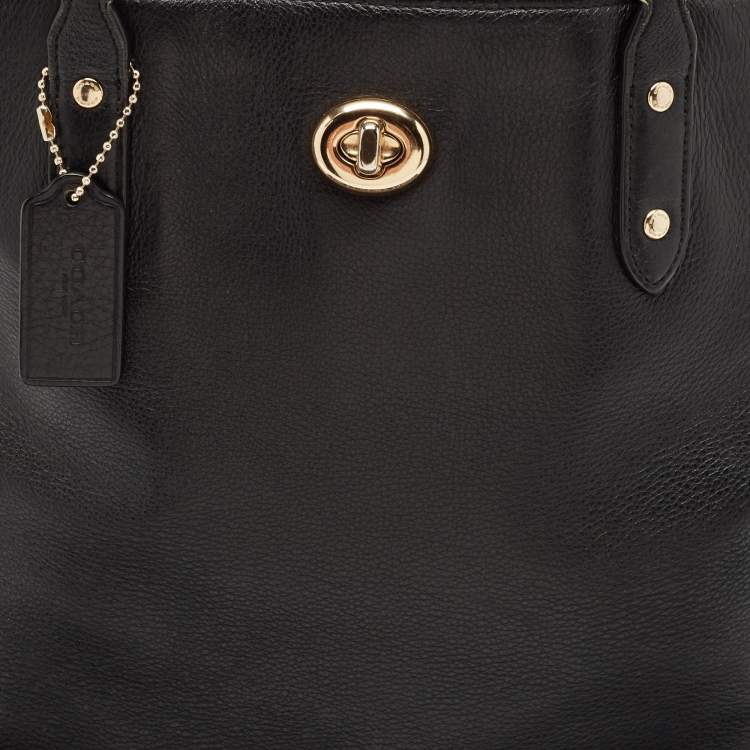 Pre Owned Coach Black Leather Town Tote
