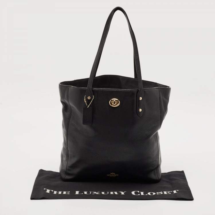 Pre Owned Coach Black Leather Town Tote
