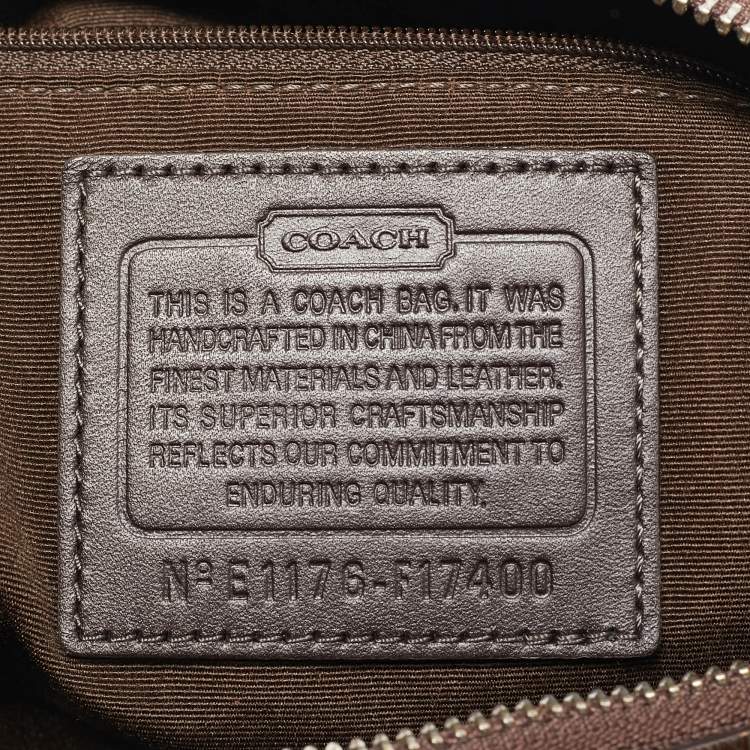 Pre Owned Coach Beige/Brown Signature Canvas and Patent Leather Hobo