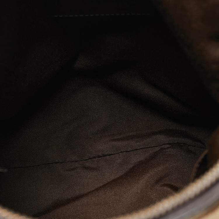 Pre Owned Coach Beige/Brown Signature Canvas and Patent Leather Hobo