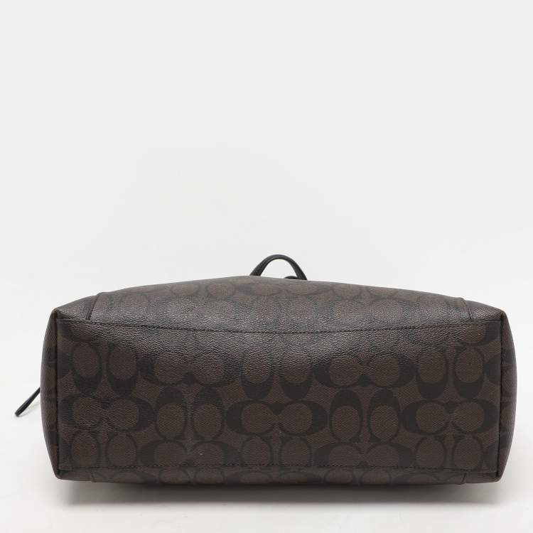 Pre Owned Coach Brown Signature Coated Canvas Ava Chain Tote