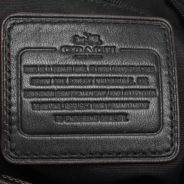 Pre Owned Coach Dark Grey/Black Signature Canvas and Leather Edie Hobo