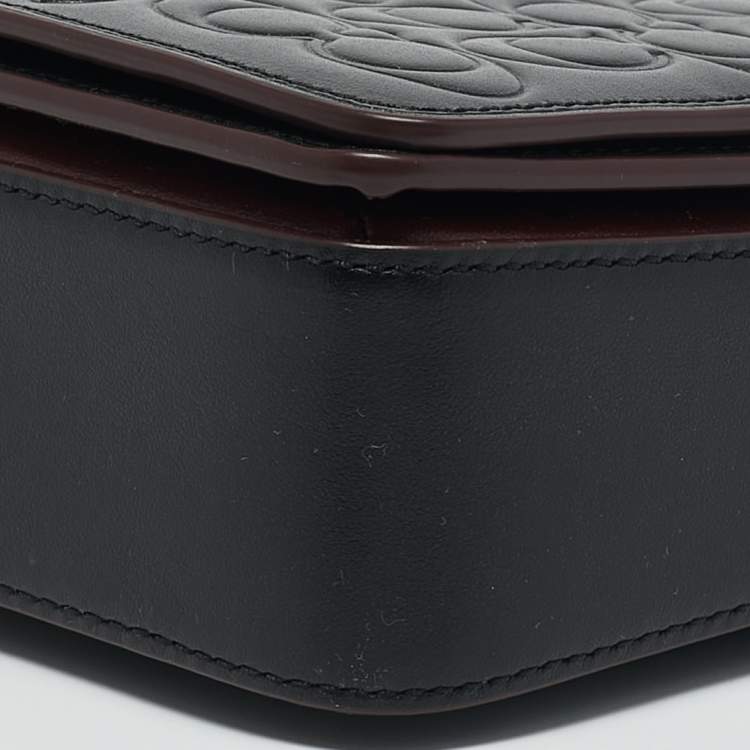 Pre Owned Coach Black Signature Embossed Leather Dinky Crossbody Bag
