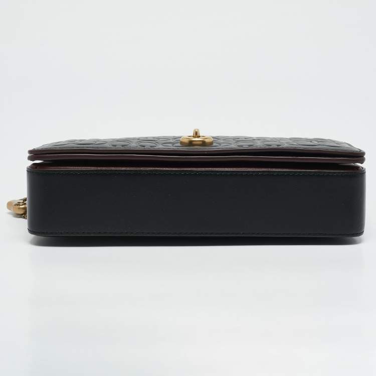 Pre Owned Coach Black Signature Embossed Leather Dinky Crossbody Bag