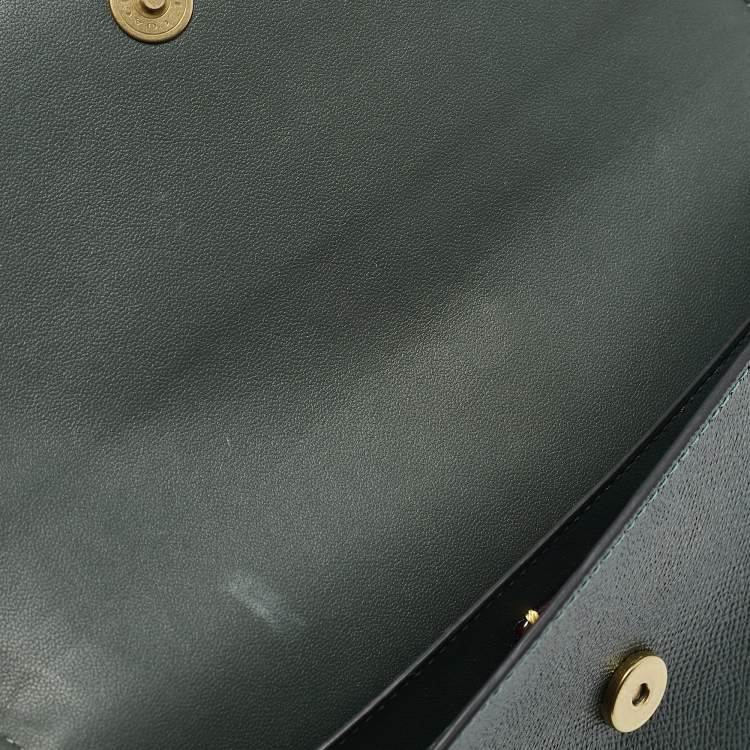 Pre Owned Coach Dark Green Leather Wyn Crossgrain Flap Crossbody Bag