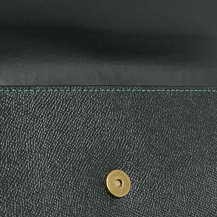 Pre Owned Coach Dark Green Leather Wyn Crossgrain Flap Crossbody Bag