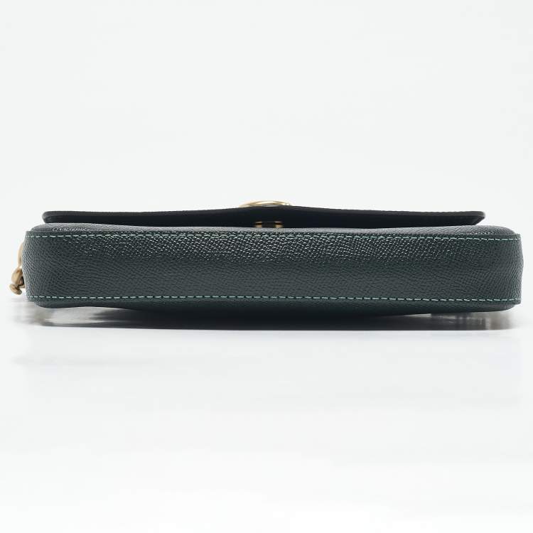 Pre Owned Coach Dark Green Leather Wyn Crossgrain Flap Crossbody Bag