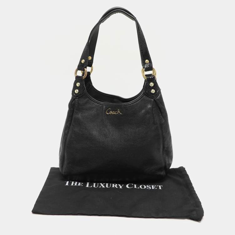 Pre Owned Coach Black Leather Ashley Hobo