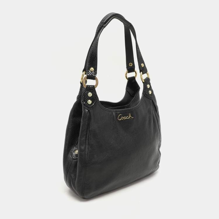 Pre Owned Coach Black Leather Ashley Hobo
