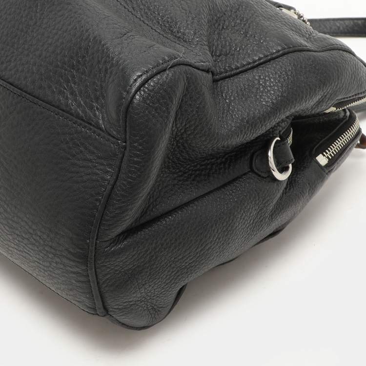 Pre Owned Coach Black Leather Katheryn Triple Zipper Satchel 