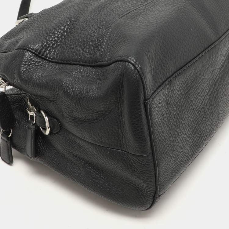 Pre Owned Coach Black Leather Katheryn Triple Zipper Satchel 