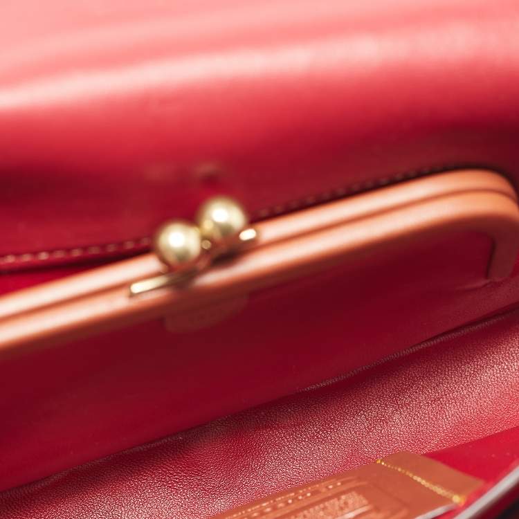Pre Owned Coach Burgundy Signature Embossed Leather Dinky Crossbody Bag