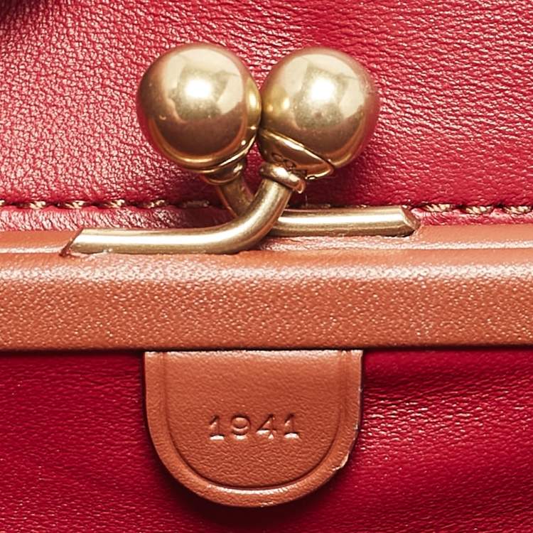 Pre Owned Coach Burgundy Signature Embossed Leather Dinky Crossbody Bag