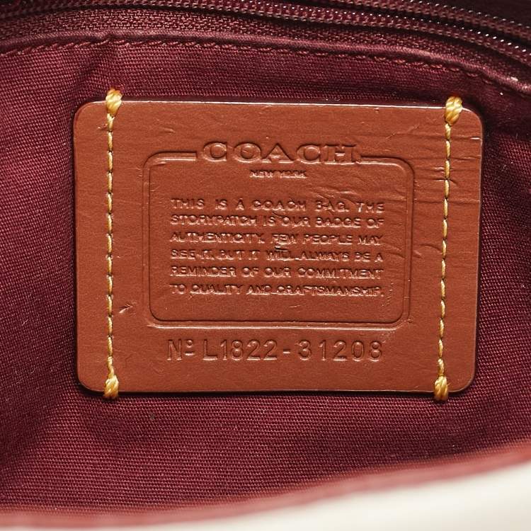 Pre Owned Coach White/Brown Signature Coated Canvas Camera Crossbody Bag